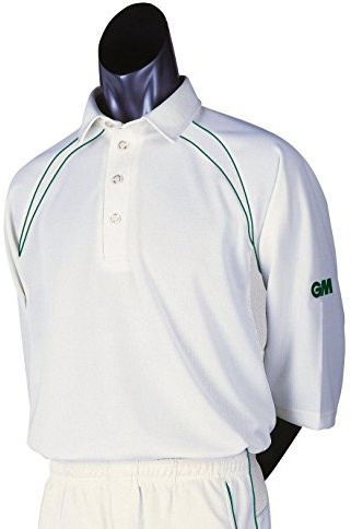 Gunn & Moore Teknik Herren kurzärmeliges Cricketshirt Größe L Beige - Cream/Green