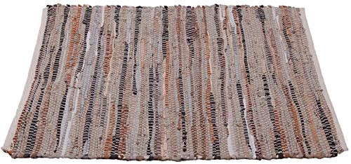 Bestlivings Flickenteppich Rund 120 x 180 cm aus handgewebter Baumwolle in Leder Braun - viele Variationen
