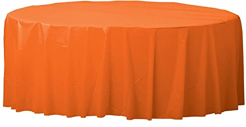 amscan Orange Round Plastic Tablecover 2.13m - 1 Pc