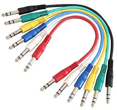Adam Hall Cables 3 STAR BVV 0030 SET - Juego de 6 cables de conexión de 6,3 mm Jack Stereo 0,30 m