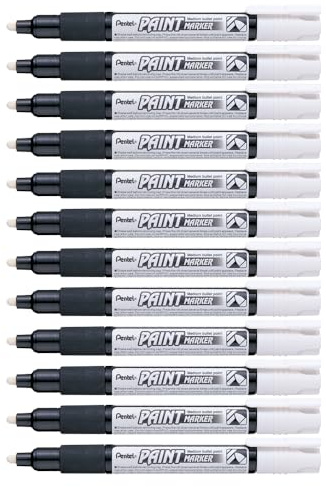 Pentel MMP20-WO Permanent-Marker 2,0 mm Rundspitze Lackmarker, 12 Stück, weiß