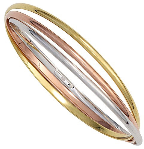 Jobo Damen Armreif Armband 925 Sterling Silber dreifarbig tricolor vergoldet