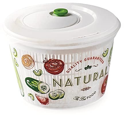 Snips, Essoreuse à Salade Ulaop, Essoreuse à Salade Sécheuse Laveuse 4 LT, Coleur Blanche avec décoration, Made in Italy