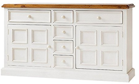 Robas Lund, Sideboard, Kommode, Bodde, Kiefer/Massivholz/weiß/honigfarben, 160 x 91 x 45 cm, FH302003