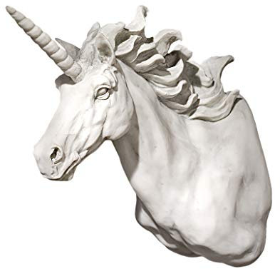Design Toscano KY722072 Scultura da Parete Alicorno Unicorno Trofeo, Avorio, 25.5x14x33 cm