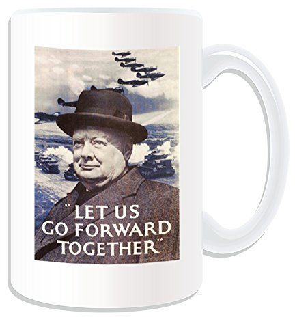 Personalisiertes Geschenk, großer Let Us Go Forward Together Tasse (War Poster Design Thema, weiß) – alle Nachricht/Name auf Ihre einzigartige – Großbritannien Briten Erste 1. zweite 2 nd World ersten Weltkrieges 2. Weltkrieg Einstellung gewinnen Victory Army Military Soldier Winston Churchill