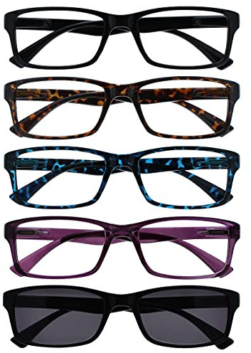 Die Lesebrille Unternehmen Schwarz Braun Blau Lila Leser Mit Schwarz Sonne Leser Wert 5er-Pack Herren Frauen UVSR5092 +1,50