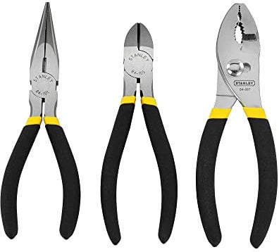 STANLEY 3 Piece Plier Set, Slip Joint/Long Nose/Diagonal Cutting