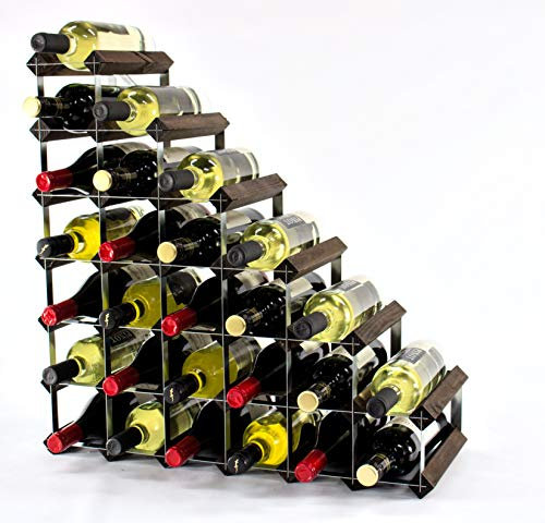 Cranville wine racks Klassische Understairs Eiche dunkel gebeiztem Holz und verzinktem Metall Weinregal fertig montiert
