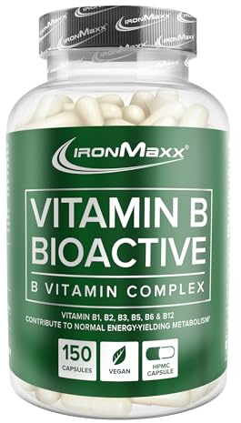 IronMaxx Vitamin B Bioactive - 150 Kapseln | Für eine normalen Funktion des Energiestoffwechsels, Nervensystems, Immunsystems und Eiweißstoffwechsels