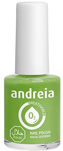Andreia Nagellack Halal - Atmungsaktiv Luft - Wasser-Durchlässig - Ungiftig Farbintensiv - Naturkosmetik - Farbe B10 Grün - Blautöne 10.5 ml