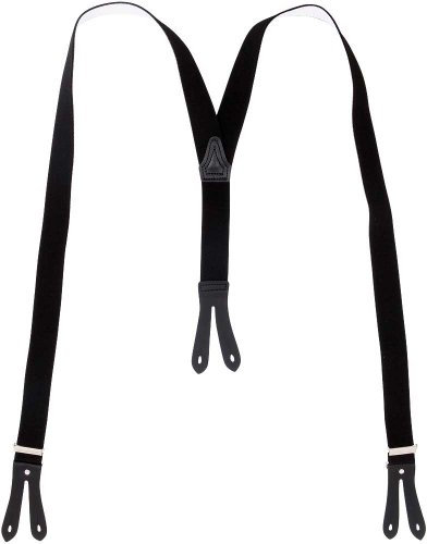 Harrys-Collection Hosenträger Knopfloch echte Lederpatten 11 Farben, Größen:130 cm, Farben:schwarz