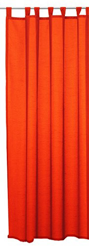 Haus und Deko Schlaufenschal 140 x 245 cm Orange Seidenglanz Gardinen halbtransparent Vorhang Übergardine Schlaufen Vorhänge Gardine Wohnzimmer Schlafzimmer Kinderzimmer