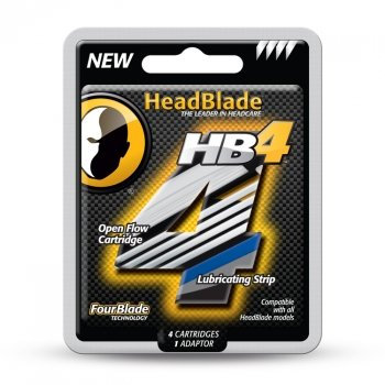 HeadBlade HB4 - 4 geschmierte Rasierklingen + 1 Adapter