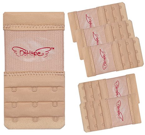 Elastic Back Bra Band Extender 3 X 3 Hook and Eye Tape Stretchy Extension - 6pcs Beige