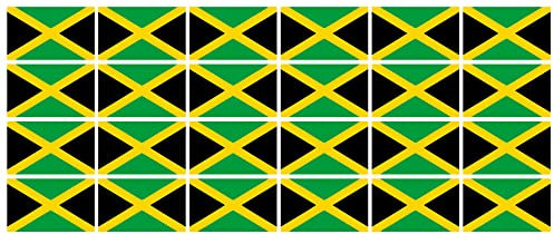 INDIGOS UG - Mini Aufkleber Set - Pack glatt - 33x20mm - selbstklebender Sticker - Jamaika - Flagge - Banner - Standarte fürs Auto, Büro, zu Hause und die Schule - 24 Stück - für Auto, Laptop