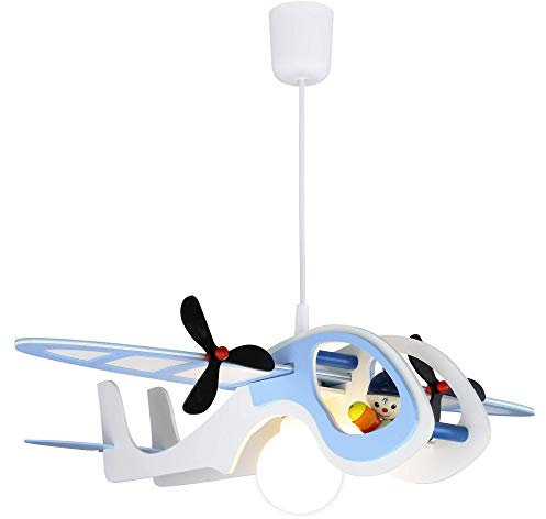 Elobra Deckenlampe Flugzeug Kinderzimmer Pendellampe Kinderlampe mit E27 Fassung Jungen, Blau