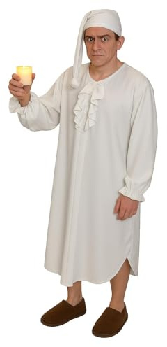 Ebeneezer Scrooge Viktorianisches Nachthemd und Nachthemd für Erwachsene, Weihnachtslieder, Kostüm [3 Größen]