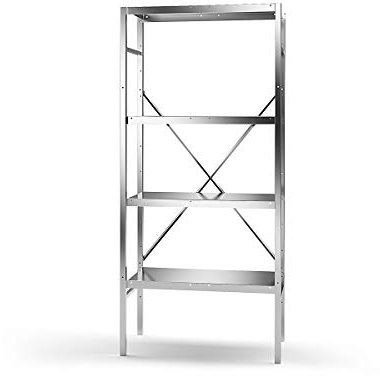 kaiserkraft | Edelstahl-Steckregal | 4 glatte Fachböden | Fachbodenbreite x Tiefe 740 x 440 mm | Grundregal