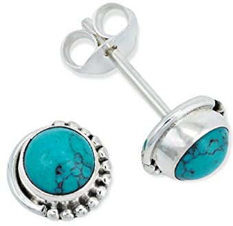 Ohrstecker 925 Silber Türkis Edelstein Ohrringe echt Silber Damen Sterling Silber Stecker Geschenk(MOS-028-15)