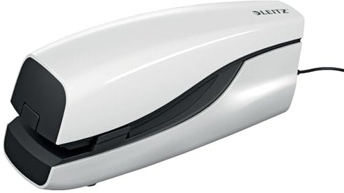 Leitz Elektrisches Flachheftgerät für 20 Blatt, Netzbetrieb, Inkl. Heftklammern, Perlweiß, NeXXt-Serie, 55331001