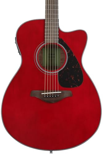 Yamaha FSX800C Small Body Solid Top Cutaway Acoustic-Electric Guitar, Ruby Red
