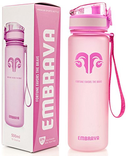 Embrava Beste Trinkflasche für den Sport - 500ml klein - umweltfreundlich & aus BPA-freiem Kunststoff - für Laufsport, Fitnessstudio, Outdoor-Aktivitäten und Camping - schneller Wasserdurchfluss
