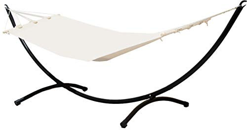 AMANKA Outdoor Hängematte mit Gestell 1 Person - 300cm Hängemattengestell bis 120kg - 190x80 Hängematte für Garten mit Gestell Hängematte für Balkon Hängeliege mit Gestell - Boho Gartenliege Hängend