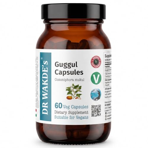 DR WAKDE'S Guggul Kapseln (Mukul Myrrhe | Commiphora Mukul) | 60 Vegi Caps | Ayurveda-Supplement | Vegan | 100% Kräuter | Mengenrabatte | Am selben Tag Versand