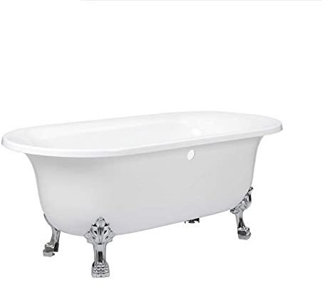 MILANO White 1730 x 780mm Freestanding Roll Top Bath Chrome Claw Feet