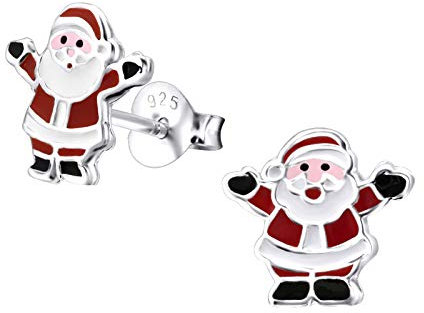 Sterling Silver Mini Christmas Santa Earrings