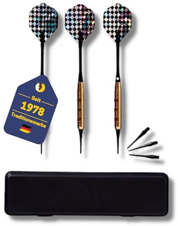 BEST SPORTING Safety Dartpfeile Cavalier, 3 Stück à 16, 18 oder 20g, Messing, inklusive Ersatzspitzen und Etui, Gewicht:18 g