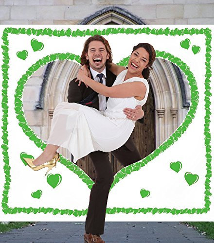 galleryy.net Hochzeitsherz zum Ausschneiden Just Married | grün mit weißem Herz & Schlaufen INKL 2 Scheren