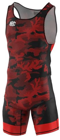 Extreme Hobby – Ringeranzug für Herren Havoc, Wettkampf-Trikot für Ringen, Rot, Größe S