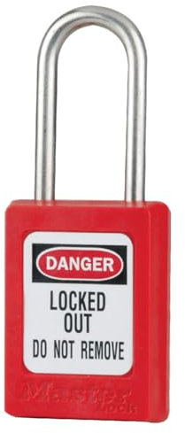 Master Lock S31RED Cadenas de Consignation en Thermoplastique pour Installations Mécaniques, Rouge, Anse 3,8 x 1,6 cm