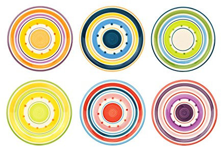 Unitable Dessertteller 6er Set Cefalu I Kuchenteller im Mediterranen-Stil I Steingut-Teller von Rose&Tulipani I mikrowellen- & spülmaschinengeeignet I handverzierte Teller bunt I Ø 19cm