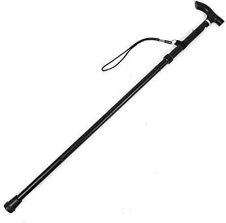 Sitzstock Gehstock Wanderstock faltbar höhenverstellbar 84-93cm Trekkingstock, Skistock Multifunktionsstöcke mit Handschlaufen Aluminium Schwarz