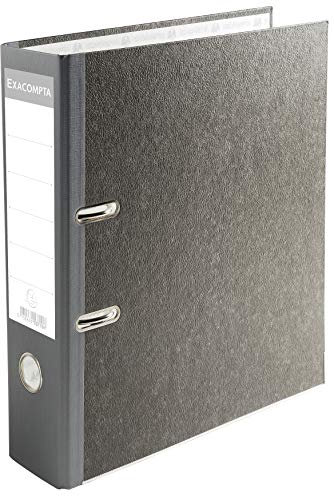 Exacompta 53710E 1 Ordner mit Hebelmechanik aus grau marmoriertem Papier Rücken 70 mm Mechanik 75 mm Außenmaße: 32 x 29 x 7 cm Abheftbares Format A4 Farbe grau Rücken grau