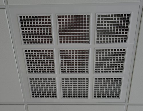 Parrilla de techo grande de 595 x 595 pulgadas. Plástico blanco, se adapta a techo suspendido (RX)