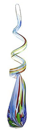 CRISTALICA Gartenspirale Mini Gartendekoration Glas Mundgeblasen Blau Höhe 40 cm inkl. Stab