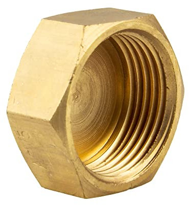 tecuro Messingkappe, Blindstopfen mit Sechskant, Innengewinde Rp 1 1/4 Zoll, Messing blank CW617N nach Trinkwasserverordnung 50930-6