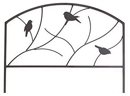 Panacea Perching Birds Garden Edge, 18-Inch Height by 24-Inch Width, Black