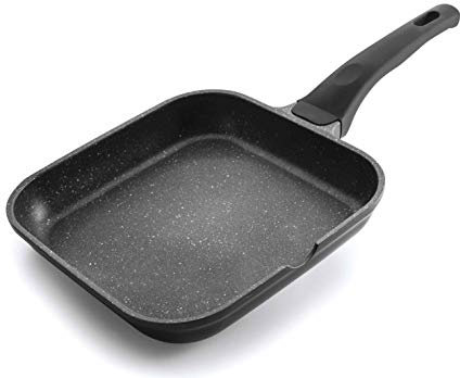 LACOR - 24123 - Asador Liso Eco Piedra 24 cm - Negro