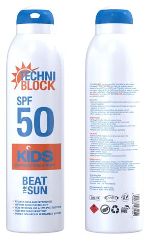 Techniblock SPF 50 Aerosol Sonnenschutzmittel 300ml x 2 fur kinder