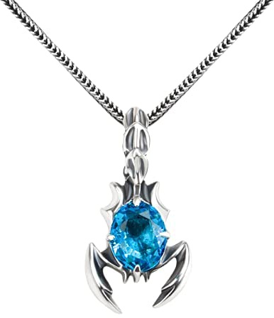 Jade Angel 925 Sterling Silber mit Blau Topas Scorpion Style Anhänger Halskette für Damen und Herren (20)