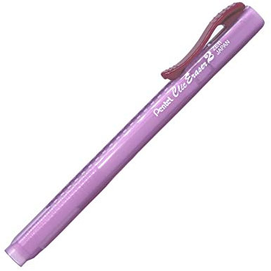 Pentel ZE11T-B Clic Eraser 2 Radierstift, nachfüllbar mit ZER-2, Gehäuse semi-transparent rot, 1 Stück
