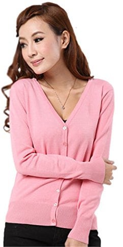 Mooncolour Womens 24 Colors Knit Outwear Autumn Cardigan Sweater, Pink, UK16