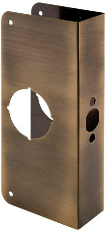 Prime-Line Products U 9569 1-3/4-Inch Thick X2-3/8-Inch Backset 2-1/8-Inch Bore Non-Recessed Door Reinforcer, Antique Brass