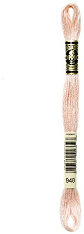 DMC 117-948 6 Strand Embroidery Cotton Floss, Very Light Peach Flesh, 8.7-Yard