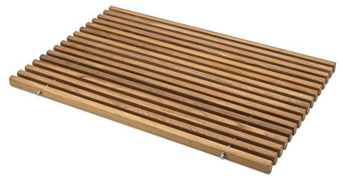 Skagerak - Premium Badezimmer Matte Teak-Holz mit Edelstahl Bad-Vorleger Holzmatte Saunamatte rutschfest